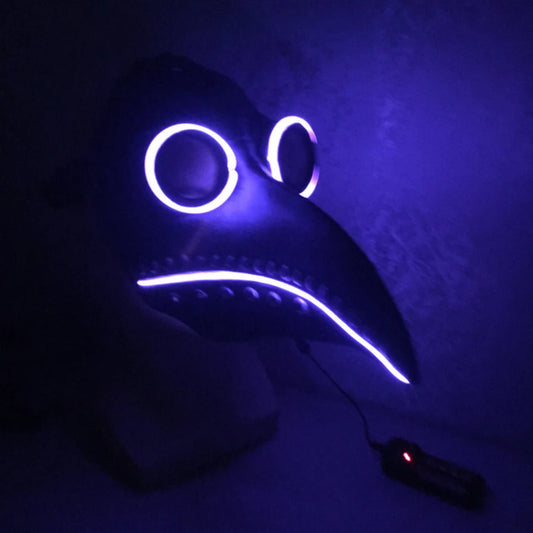 LED Plague Doctor Mask Face Halloween Cosplay Anime Steampunk LED Flash Carnival Funny Latex Masquerade Mask Party Festival