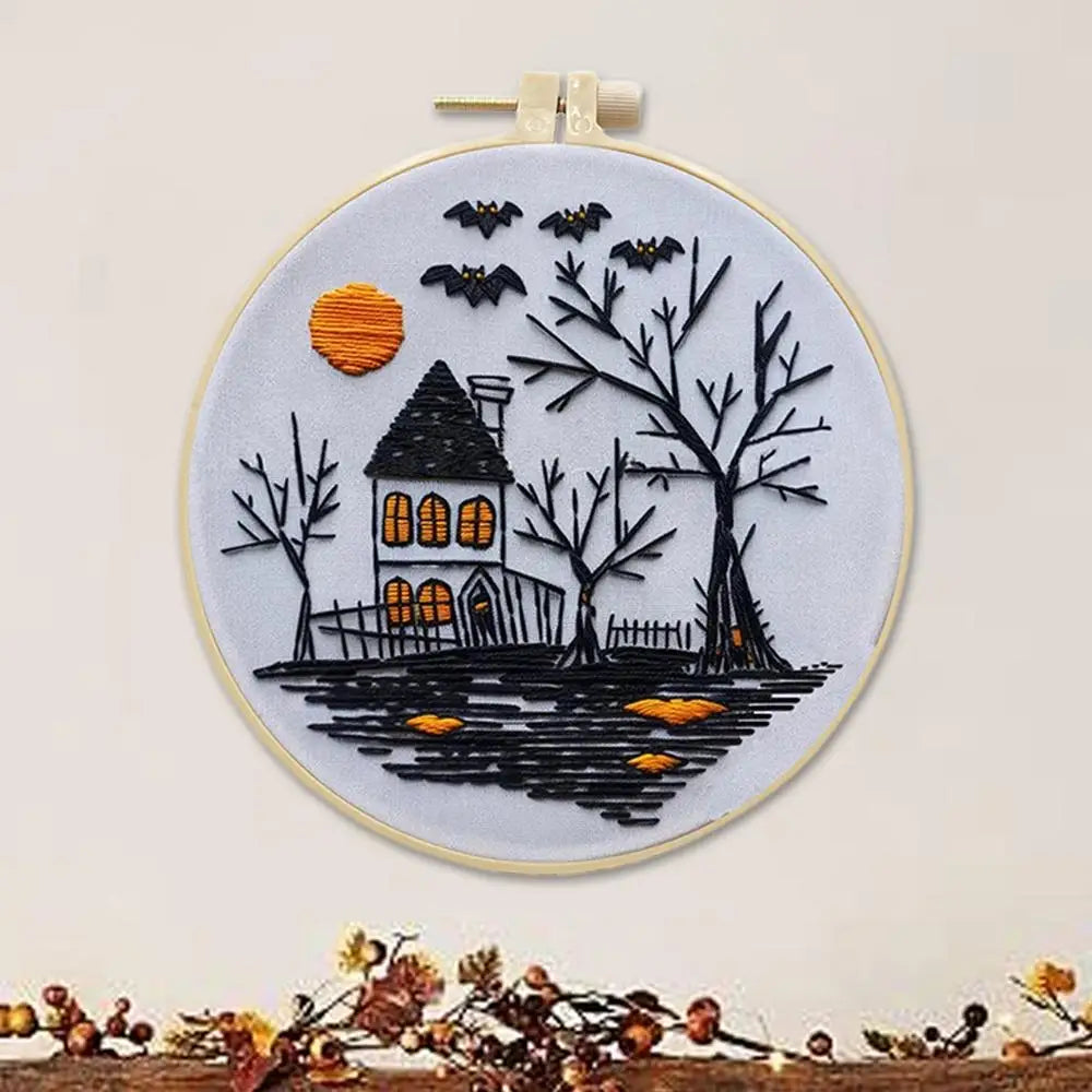 Halloween Embroidery Kit – Skeletons, Bats & Witch Hats