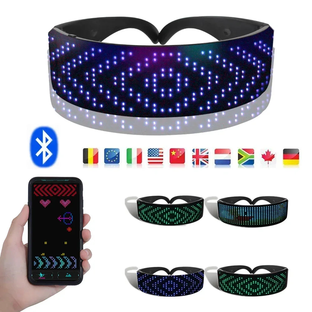 DIY Futuristic LED Glasses – Bluetooth WiFi Luminous Eyewear for Parties & Halloween