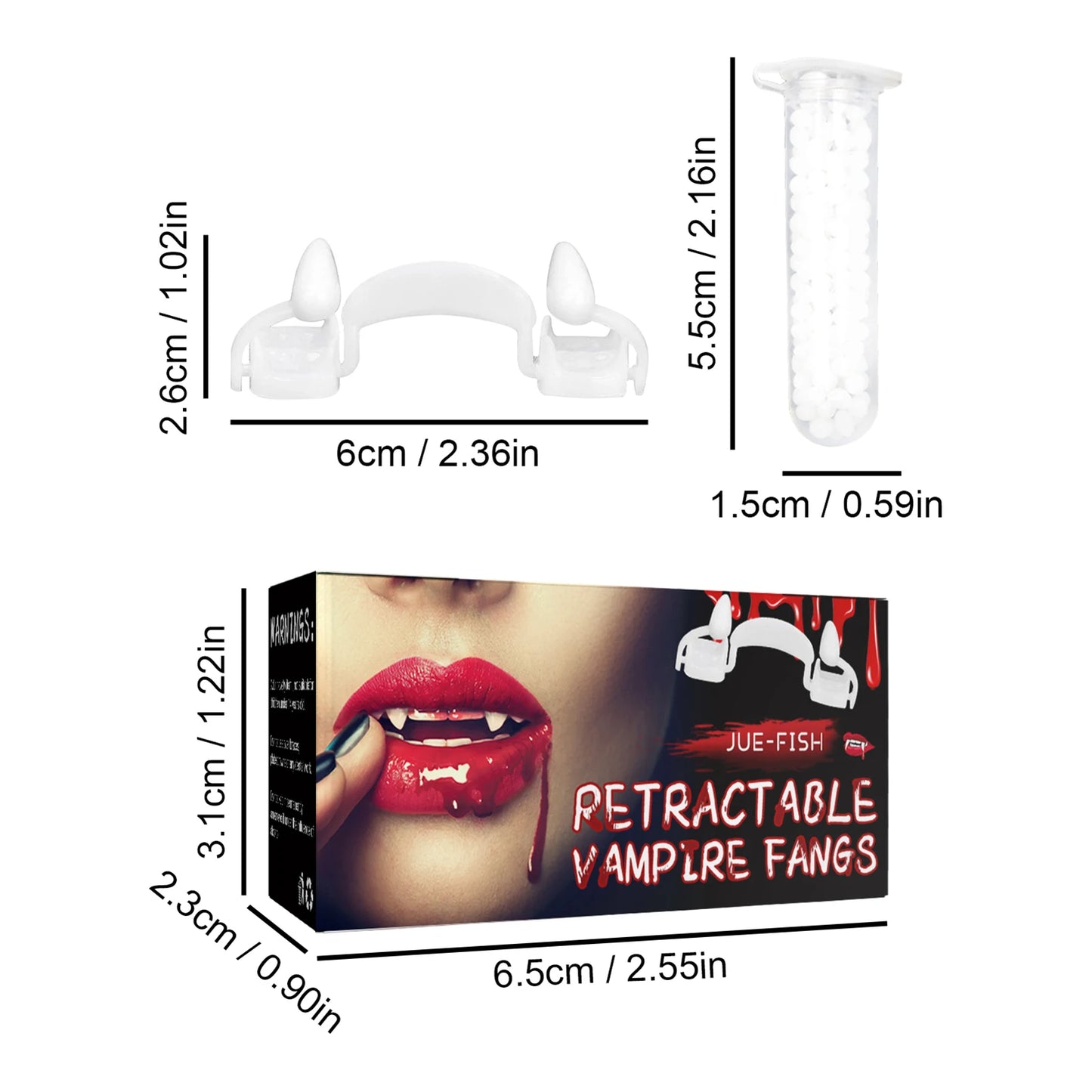 Retractable Vampire Fangs – Halloween Cosplay Horror Teeth