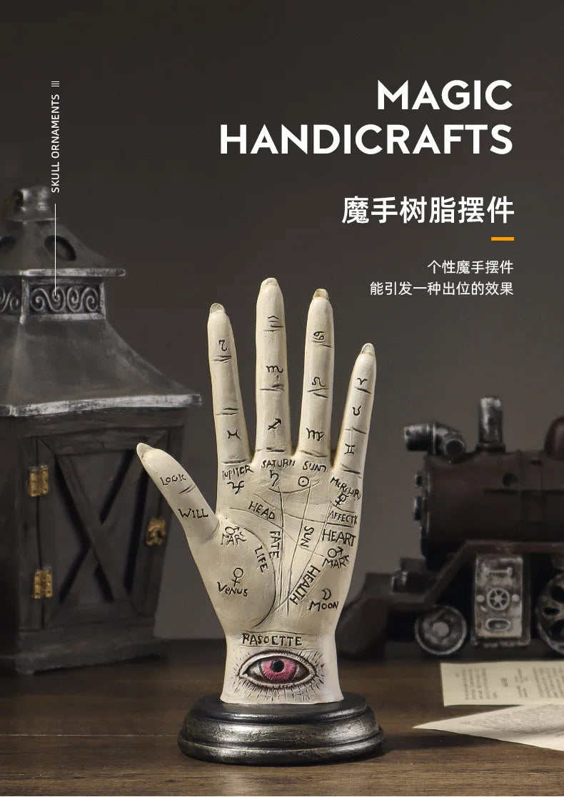 Hand of God Palmistry Statue Devil Hand Figurine Demonic Hand Halloween Decorations Home Decor Office Desktop Resin Ornaments