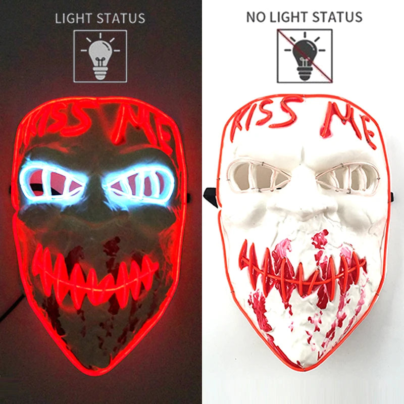 2025 Hot LED Hacker V Vendetta Mask Adults Luminous LED Light Up Mask For Glow Party Costume Accessories Halloween Mask Décor