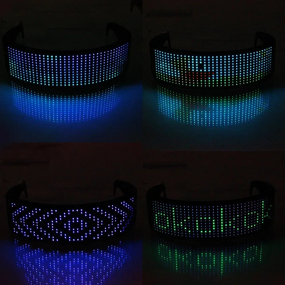 DIY Futuristic LED Glasses – Bluetooth WiFi Luminous Eyewear for Parties & Halloween