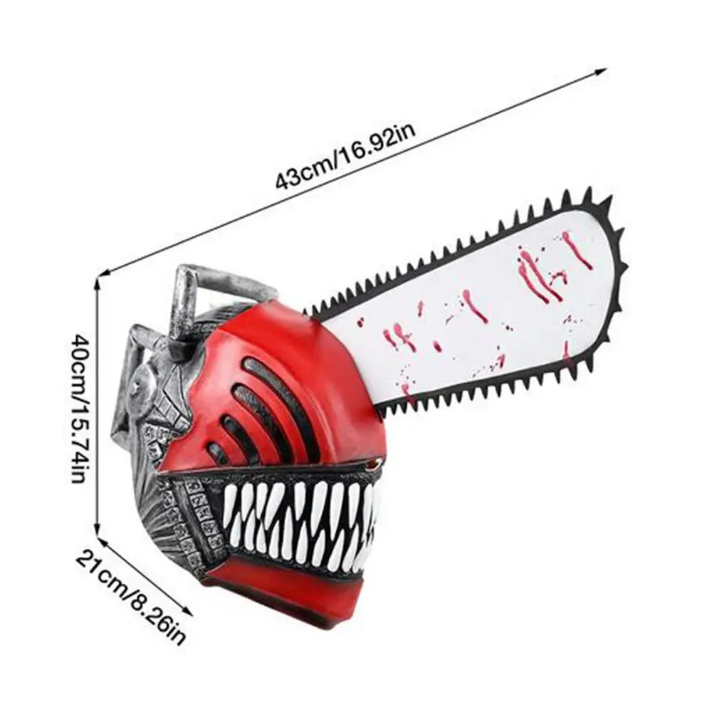 Chainsaw Horror Bloody Latex Mask – Creepy Cosplay Headgear Prop