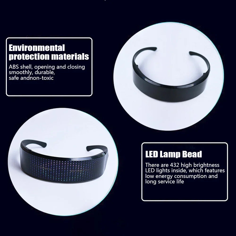 DIY Futuristic LED Glasses – Bluetooth WiFi Luminous Eyewear for Parties & Halloween