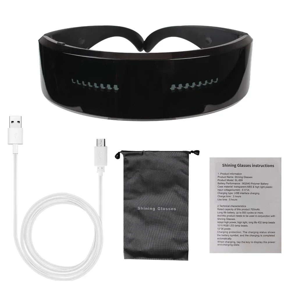 DIY Futuristic LED Glasses – Bluetooth WiFi Luminous Eyewear for Parties & Halloween