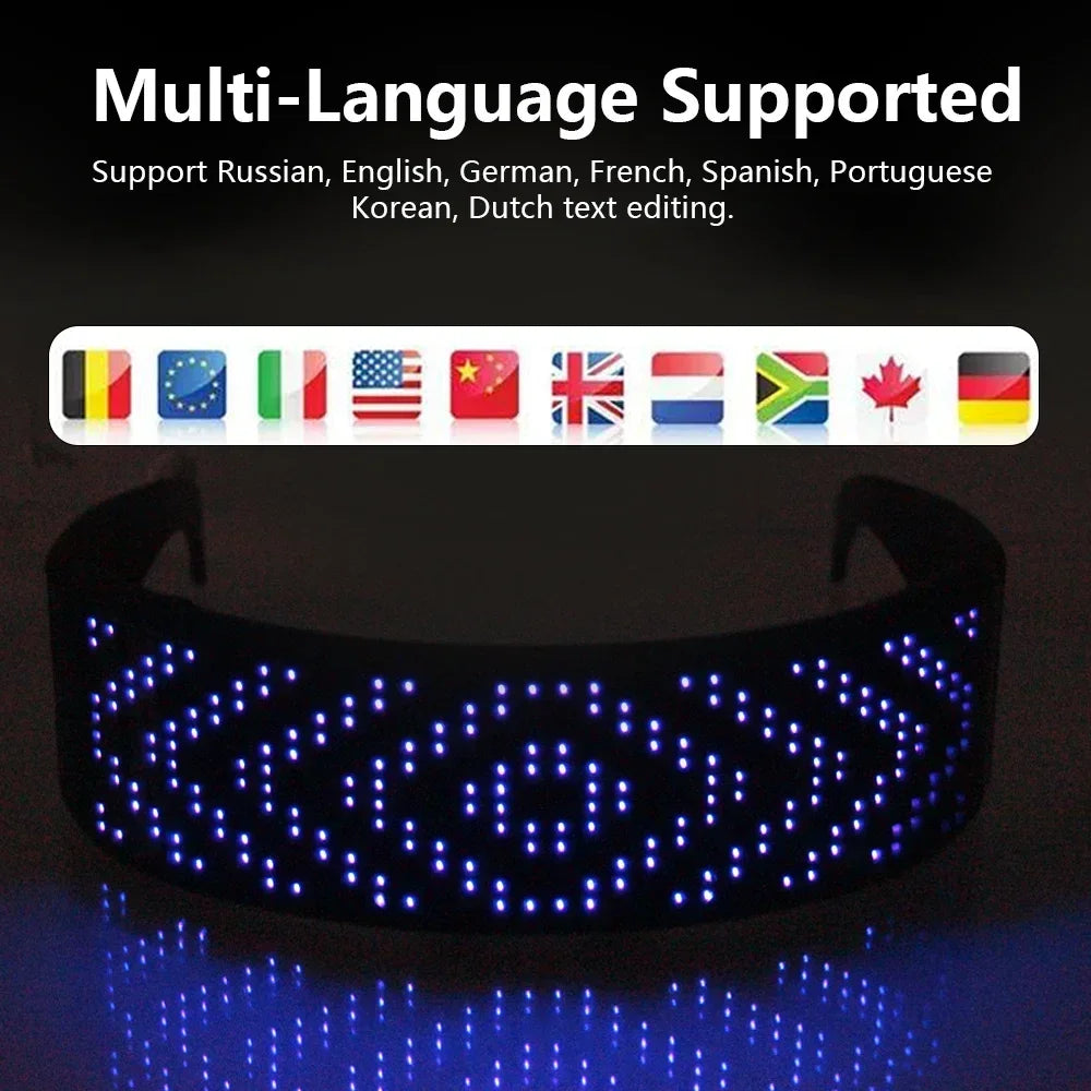 DIY Futuristic LED Glasses – Bluetooth WiFi Luminous Eyewear for Parties & Halloween