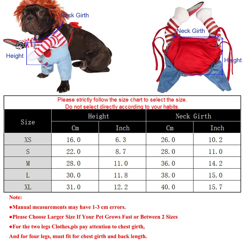 Funny Pet Halloween Jumpsuit – Dog & Cat Cosplay Costume with Foam Knife