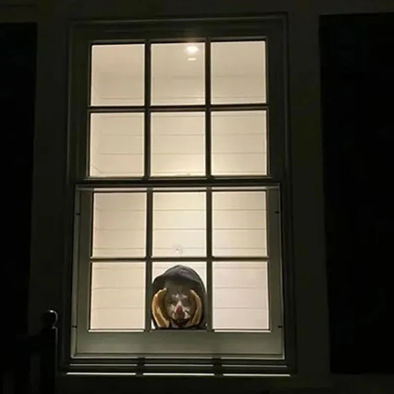 Scary Peeping Tom Clown Window Decoration – Creepy Halloween Indoor/Outdoor Prop