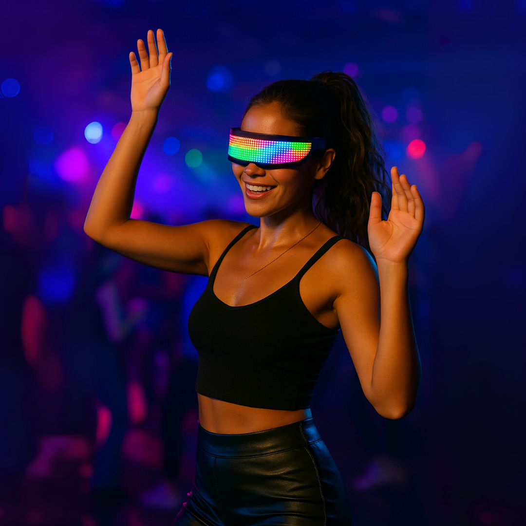 DIY Futuristic LED Glasses – Bluetooth WiFi Luminous Eyewear for Parties & Halloween