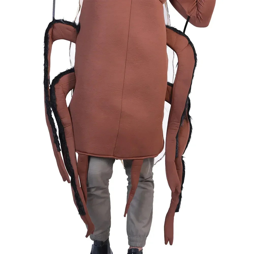 Brown crab costume with long appendages on a white background