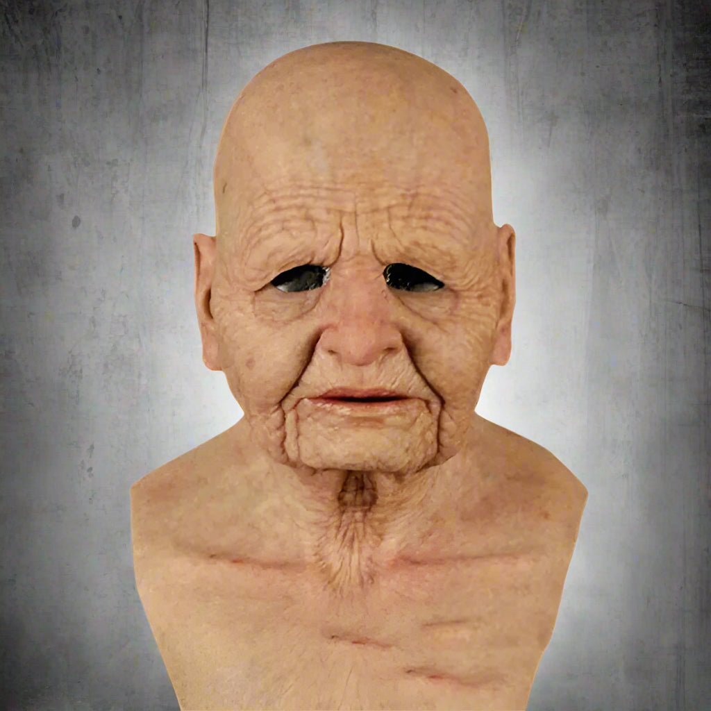 Realistic old man mask on a white background