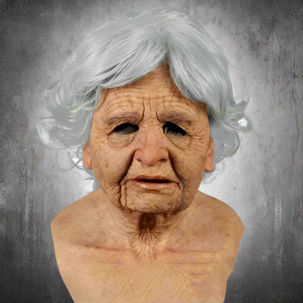 Older person's head with gray hair on a white background