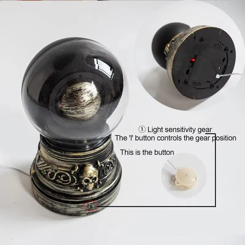 Decorative knob with light sensitivity gear and button on a white background