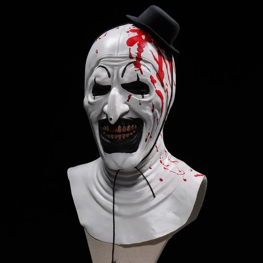 Terrifier-Style Bloody Evil Clown Latex Mask – Creepy Horror Cosplay Prop