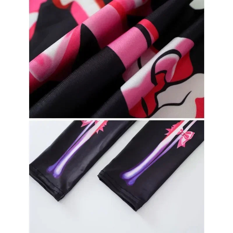 Two pairs of colorful sunglasses with decorative patterns on a white background.