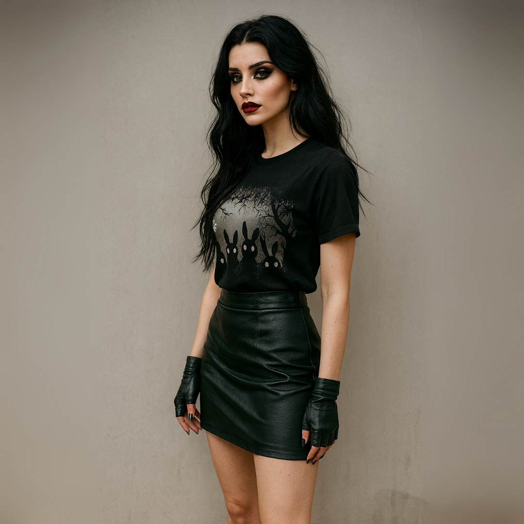 Gothic Forest Graphic T-Shirt – Full Moon, Bats & Spooky Vibes