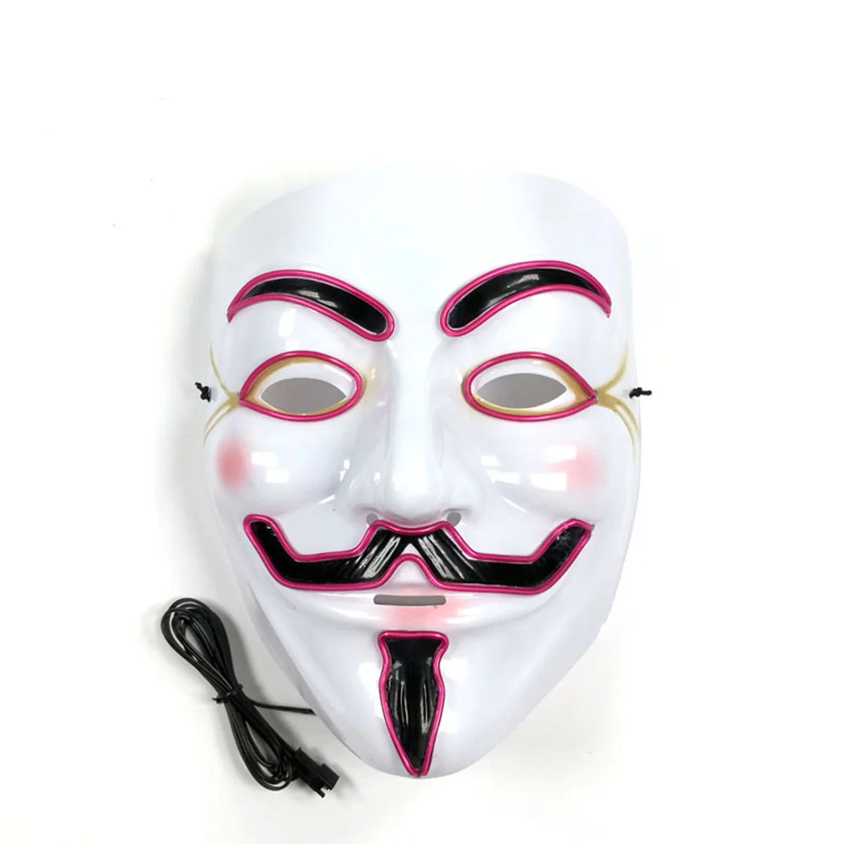 2025 Hot LED Hacker V Vendetta Mask Adults Luminous LED Light Up Mask For Glow Party Costume Accessories Halloween Mask Décor