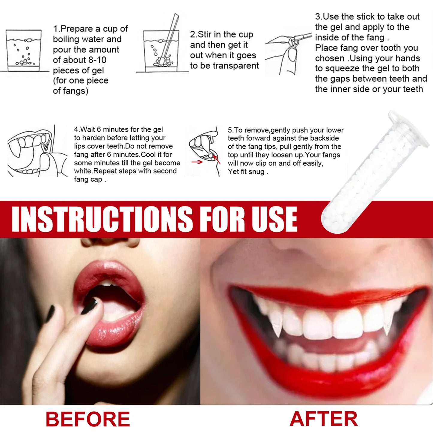 Retractable Vampire Fangs – Halloween Cosplay Horror Teeth