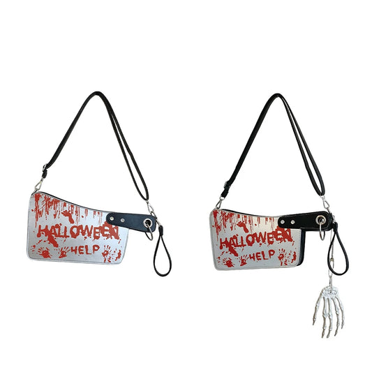 Halloween Clutch Purse Knife Shaped PU Leather Small Purse Adjustable Strap Shoulder Bag Gothic for Halloween Outdoor