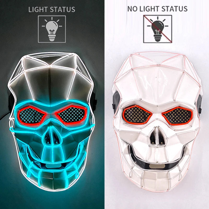 2025 Hot LED Hacker V Vendetta Mask Adults Luminous LED Light Up Mask For Glow Party Costume Accessories Halloween Mask Décor