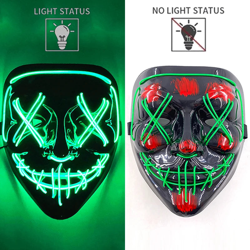 2025 Hot LED Hacker V Vendetta Mask Adults Luminous LED Light Up Mask For Glow Party Costume Accessories Halloween Mask Décor