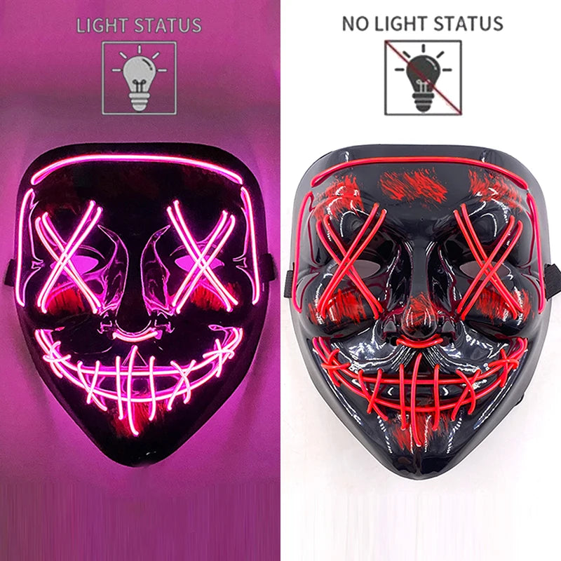 2025 Hot LED Hacker V Vendetta Mask Adults Luminous LED Light Up Mask For Glow Party Costume Accessories Halloween Mask Décor