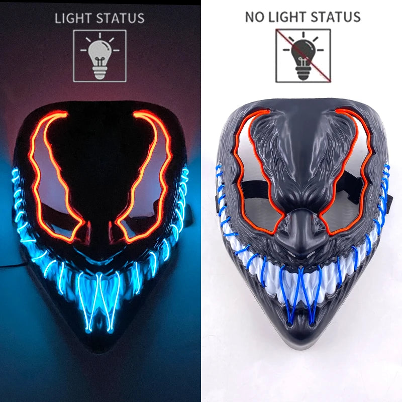 2025 Hot LED Hacker V Vendetta Mask Adults Luminous LED Light Up Mask For Glow Party Costume Accessories Halloween Mask Décor