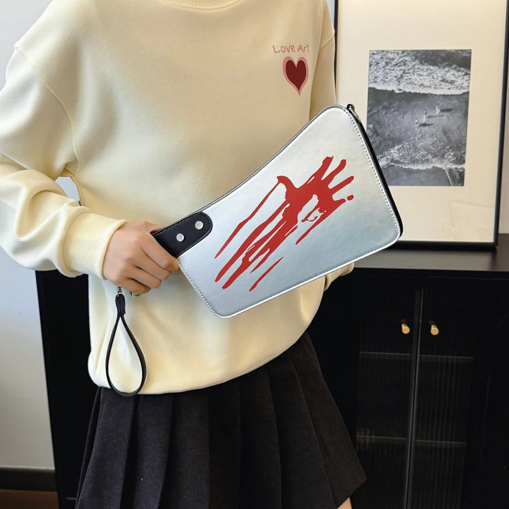 Halloween Clutch Purse Knife Shaped PU Leather Small Purse Adjustable Strap Shoulder Bag Gothic for Halloween Outdoor