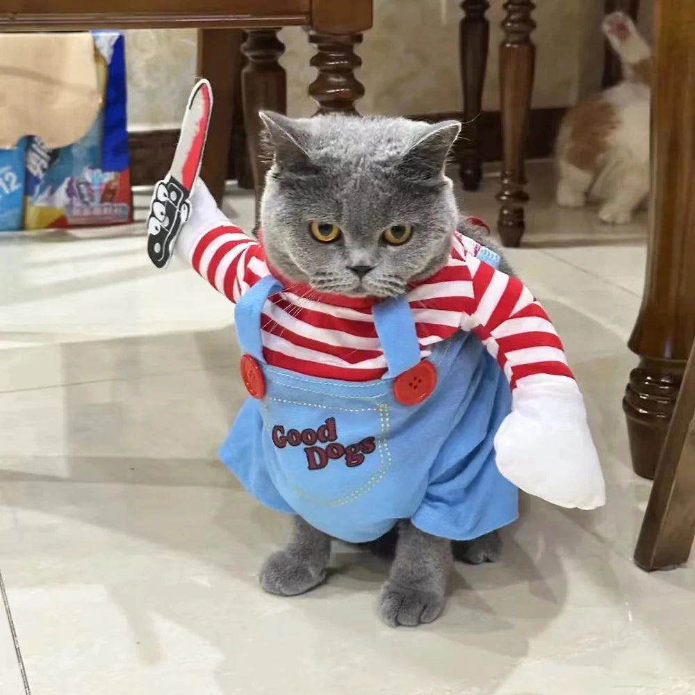 Funny Dog Cloth Jumpsuits Dog Halloween Cosplay Costumes Puppy Kitten Party Clothes For Pet Small Medium Large Dog Cat Chihuahua