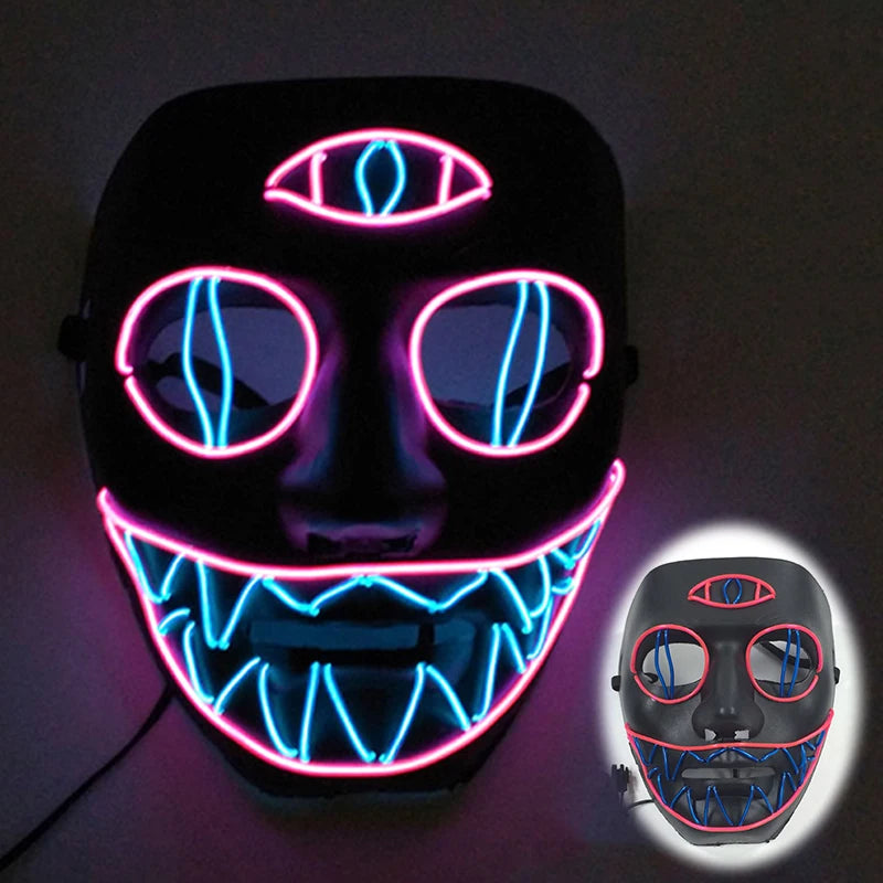 2025 Hot LED Hacker V Vendetta Mask Adults Luminous LED Light Up Mask For Glow Party Costume Accessories Halloween Mask Décor