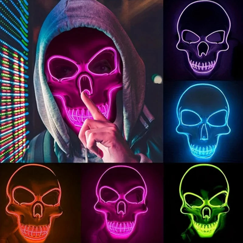 2025 Hot LED Hacker V Vendetta Mask Adults Luminous LED Light Up Mask For Glow Party Costume Accessories Halloween Mask Décor