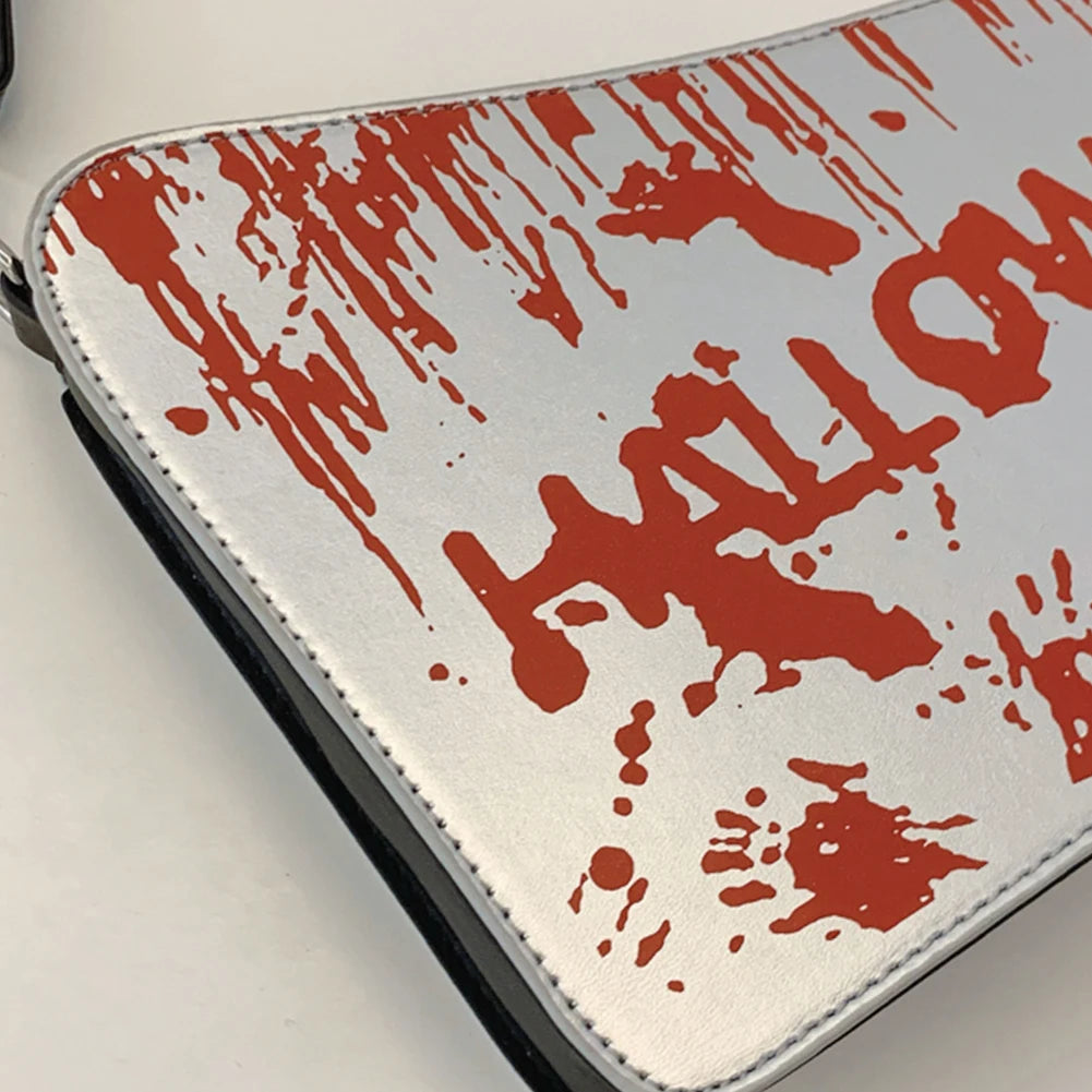 Halloween Clutch Purse Knife Shaped PU Leather Small Purse Adjustable Strap Shoulder Bag Gothic for Halloween Outdoor