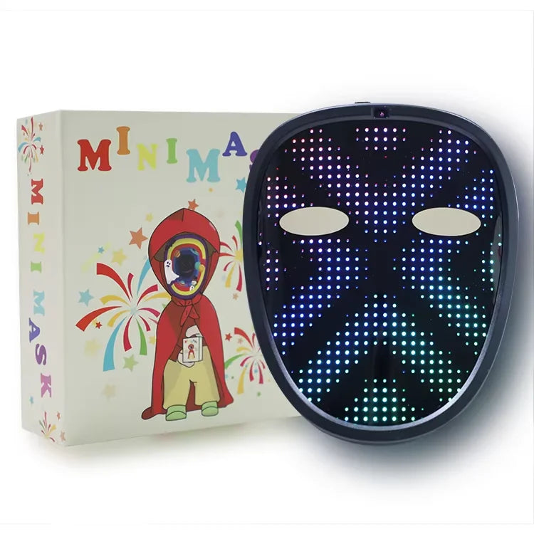 Led Mask with Gesture Sensing, Light up Mask Lighted Face Transforming Mask for Halloween Xmas Costume Party
