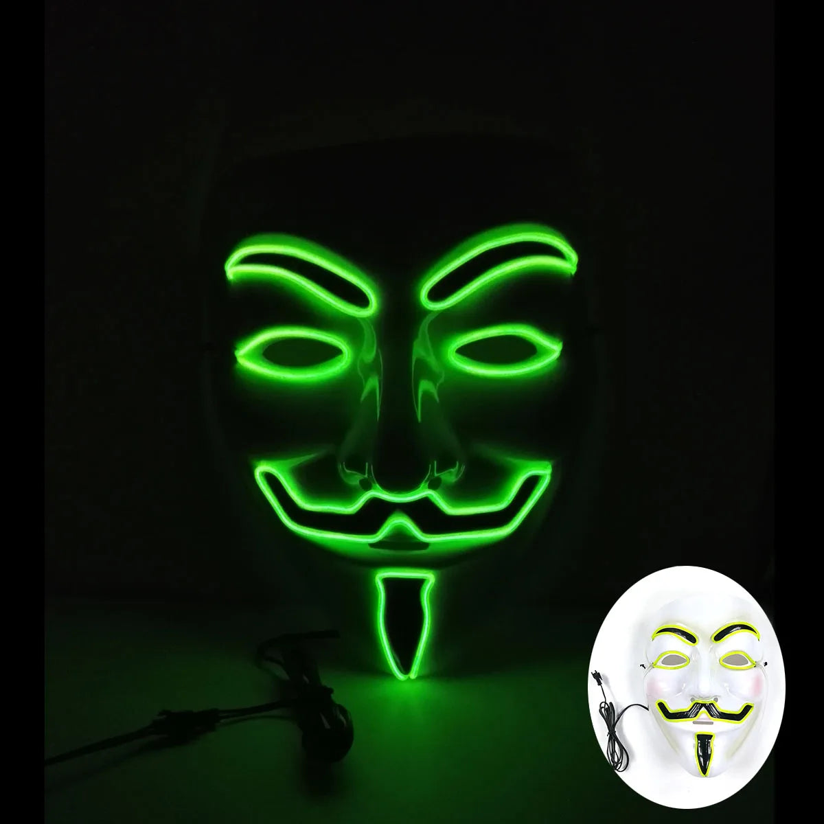 2025 Hot LED Hacker V Vendetta Mask Adults Luminous LED Light Up Mask For Glow Party Costume Accessories Halloween Mask Décor