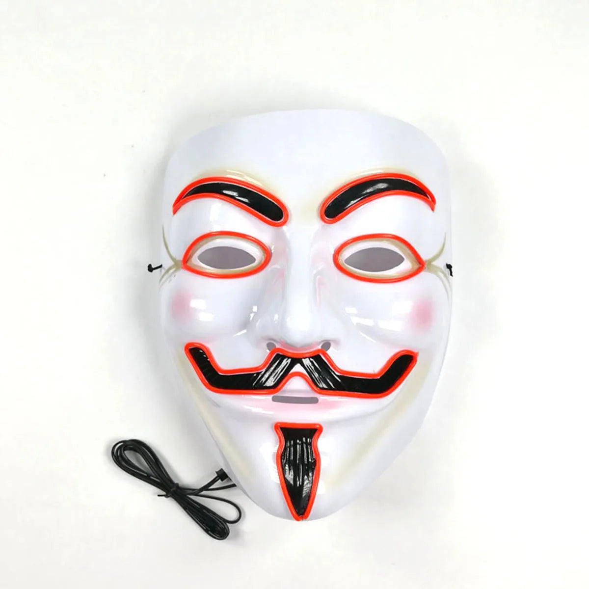 2025 Hot LED Hacker V Vendetta Mask Adults Luminous LED Light Up Mask For Glow Party Costume Accessories Halloween Mask Décor