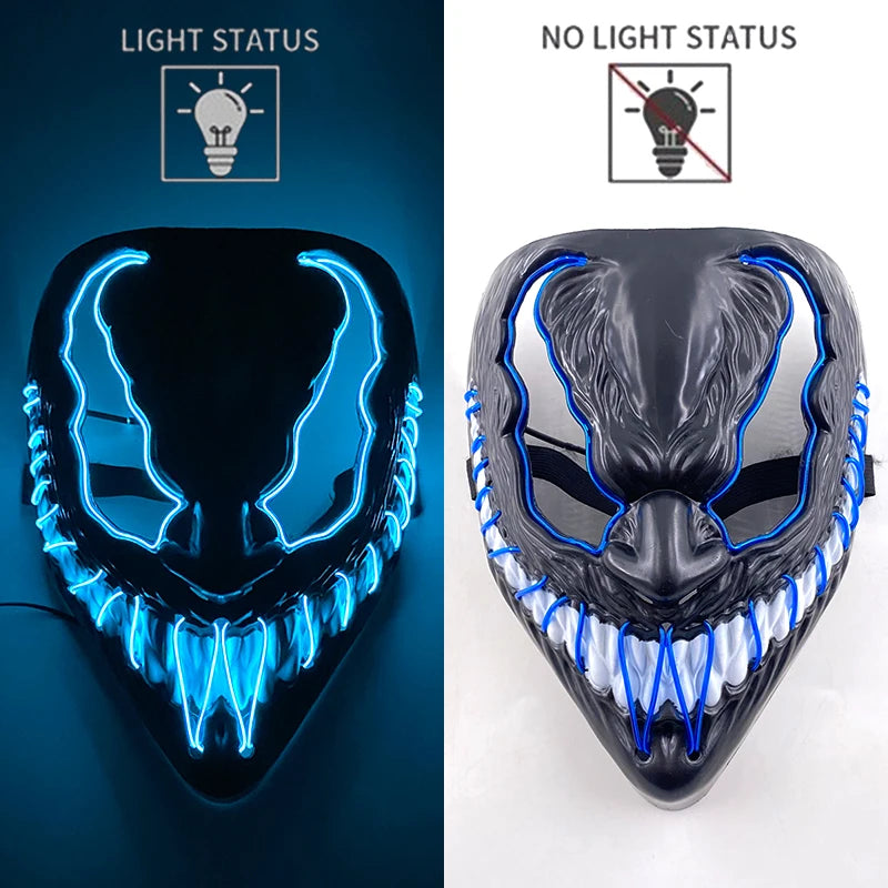 2025 Hot LED Hacker V Vendetta Mask Adults Luminous LED Light Up Mask For Glow Party Costume Accessories Halloween Mask Décor