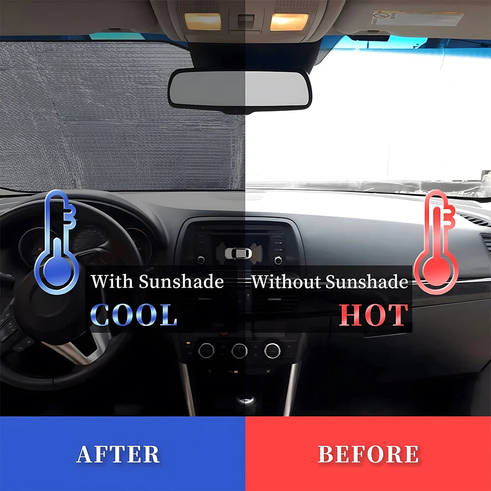 Horror Characters Car SunShade Windshield Foldable Three-layer Insulation Sunshade By Suction Cup Blocks UV Rays Sun