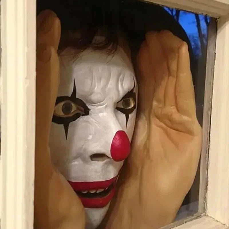 Scary Peeping Tom Clown Window Decoration – Creepy Halloween Indoor/Outdoor Prop