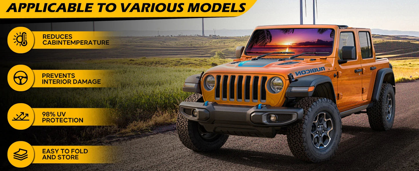 Horror Characters Car SunShade Windshield Foldable Three-layer Insulation Sunshade By Suction Cup Blocks UV Rays Sun