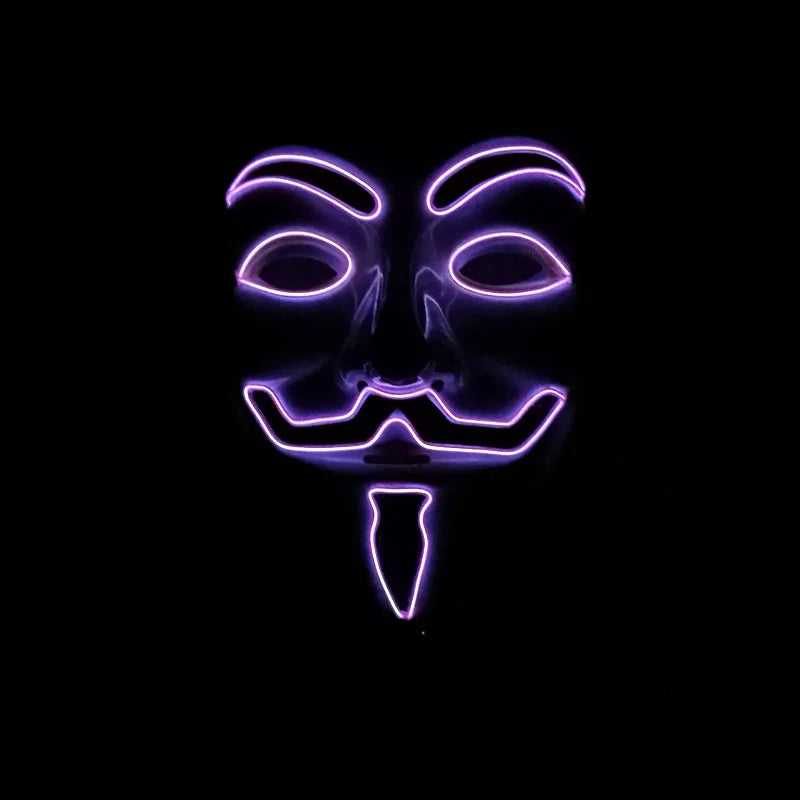 2025 Hot LED Hacker V Vendetta Mask Adults Luminous LED Light Up Mask For Glow Party Costume Accessories Halloween Mask Décor