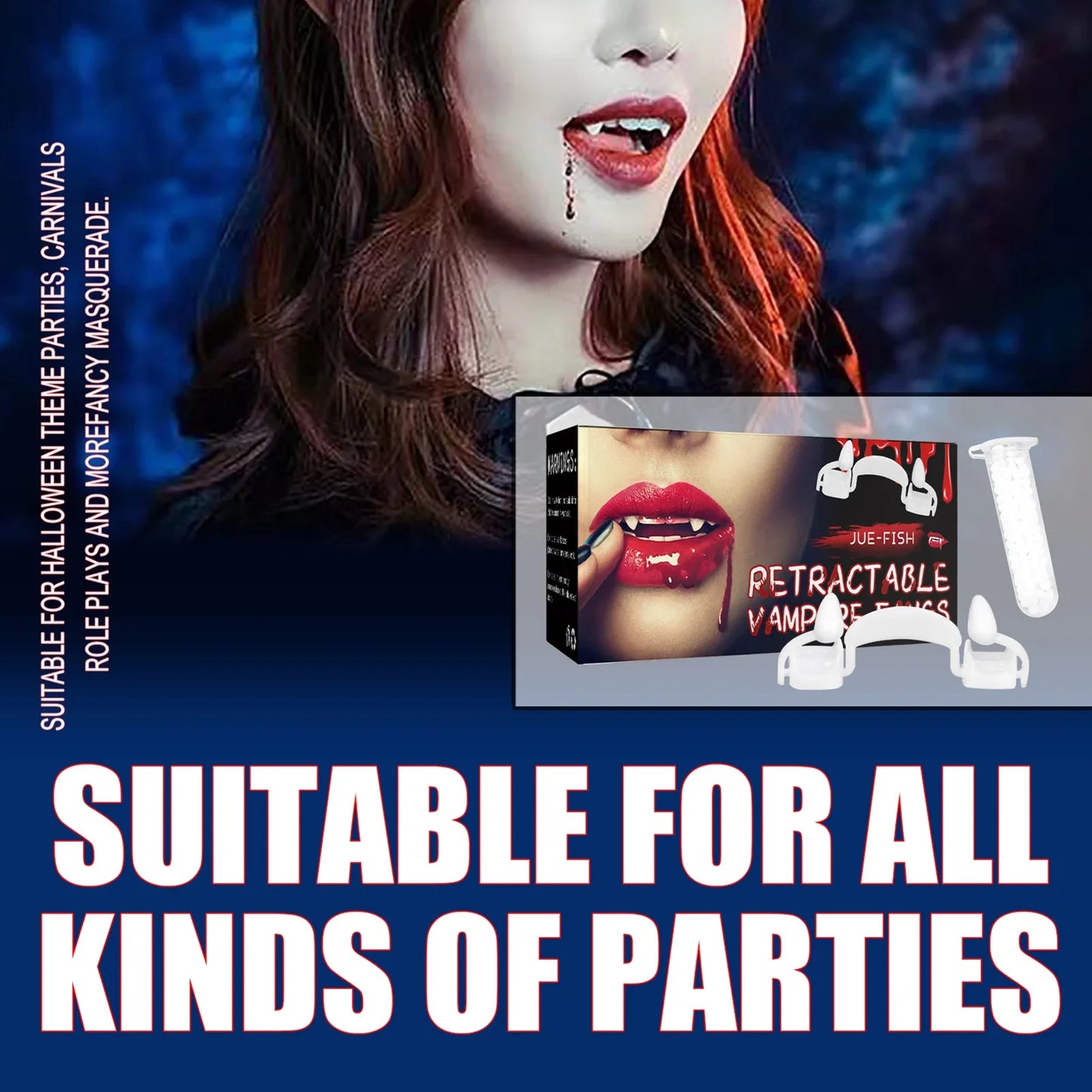 Retractable Vampire Fangs – Halloween Cosplay Horror Teeth