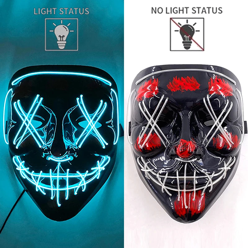 2025 Hot LED Hacker V Vendetta Mask Adults Luminous LED Light Up Mask For Glow Party Costume Accessories Halloween Mask Décor