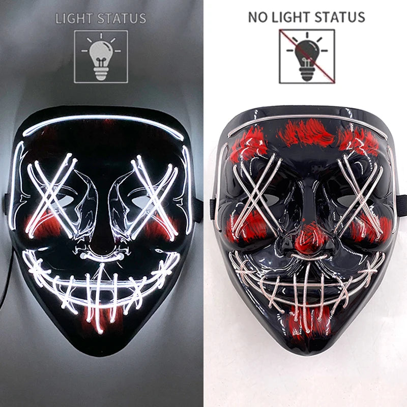 2025 Hot LED Hacker V Vendetta Mask Adults Luminous LED Light Up Mask For Glow Party Costume Accessories Halloween Mask Décor