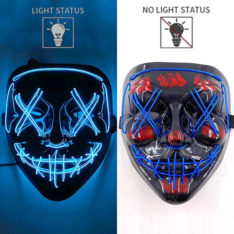 2025 Hot LED Hacker V Vendetta Mask Adults Luminous LED Light Up Mask For Glow Party Costume Accessories Halloween Mask Décor