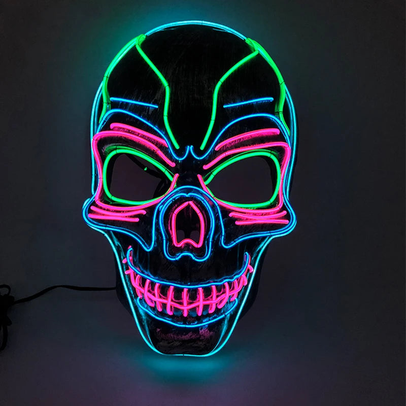 2025 Hot LED Hacker V Vendetta Mask Adults Luminous LED Light Up Mask For Glow Party Costume Accessories Halloween Mask Décor
