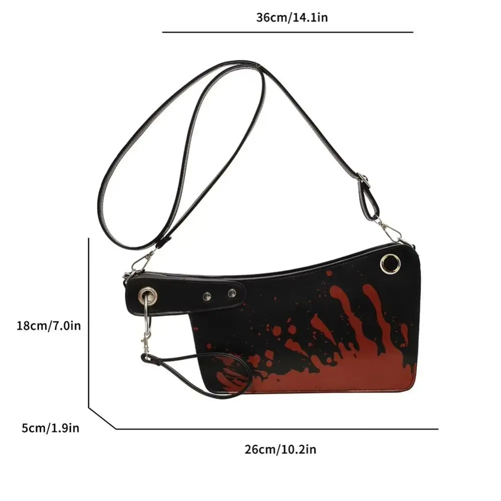 2024 Gothic Shoulder Bag Small Unique Design Crossbody Adjustable Strap PU Leather Purses