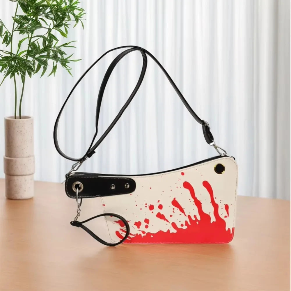 2024 Gothic Shoulder Bag Small Unique Design Crossbody Adjustable Strap PU Leather Purses