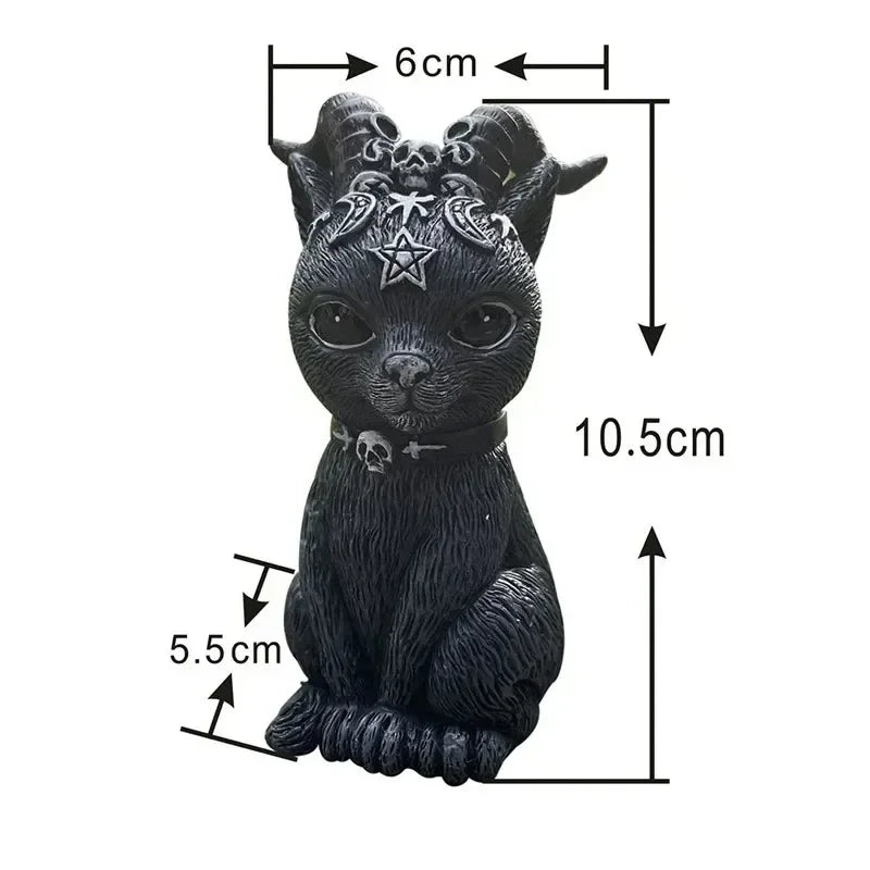 Mysterious Black Cat Statue Cute Cat Witch Cat Figurine Witches Desk Ornament Hand-Painted Sculpture for Halloween Decor