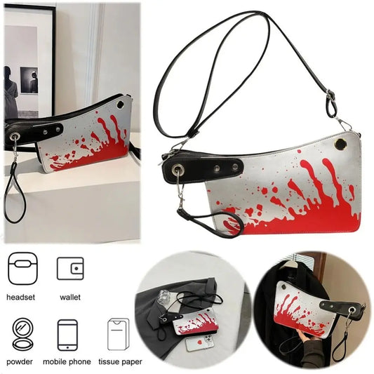 2024 Gothic Shoulder Bag Small Unique Design Crossbody Adjustable Strap PU Leather Purses